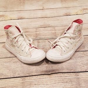 White speckled  size 1 girls hightops Converse